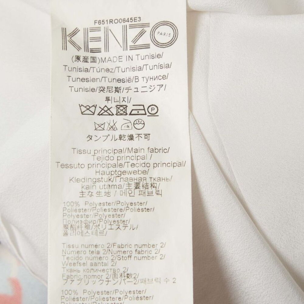 Kenzo Blue/red Printed Silk And Crepe Maxi Dress S - Picture 6 of 6